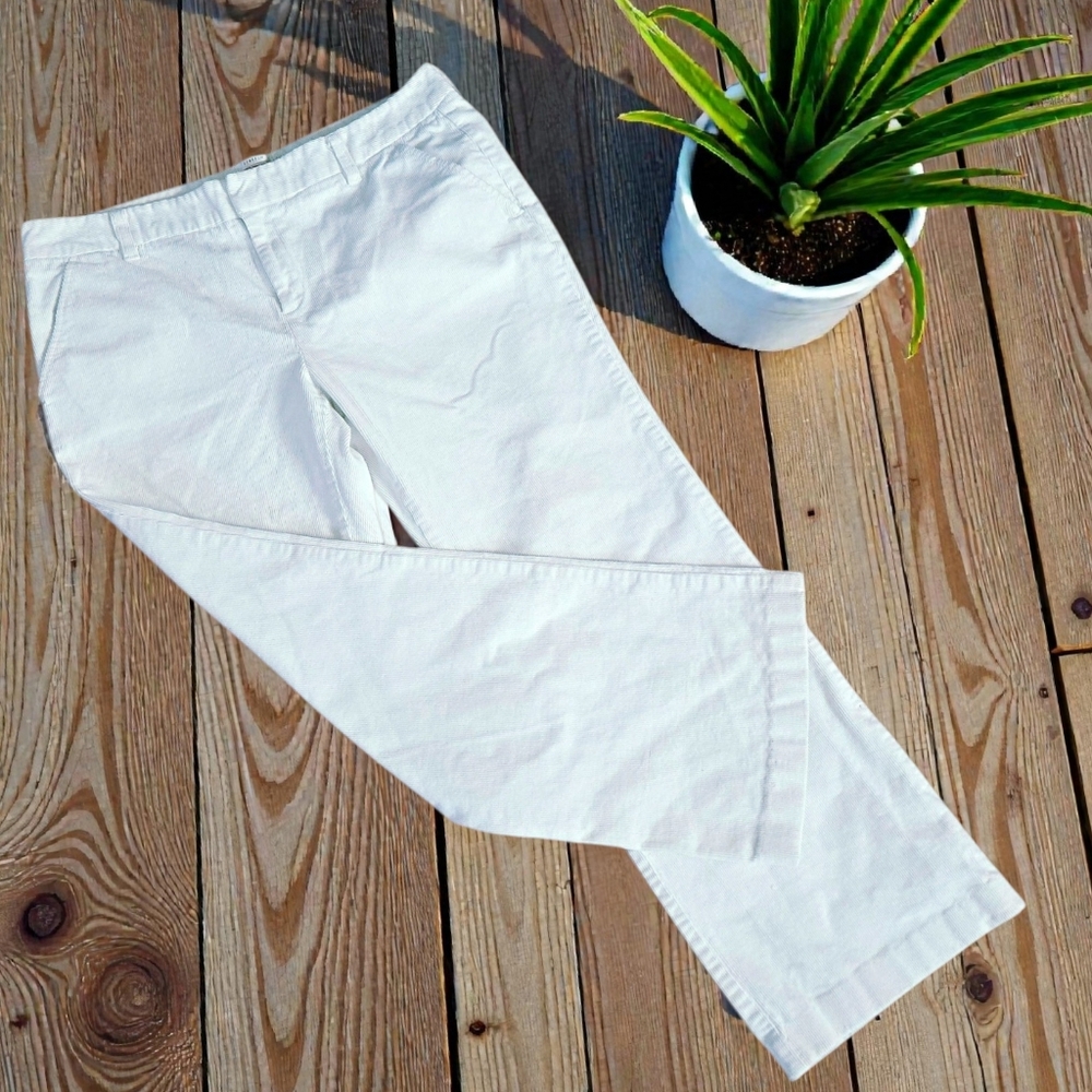 Vtg Y2K Old Navy White Corduroy Pants Straight Leg Classic Casual Mid Rise /14